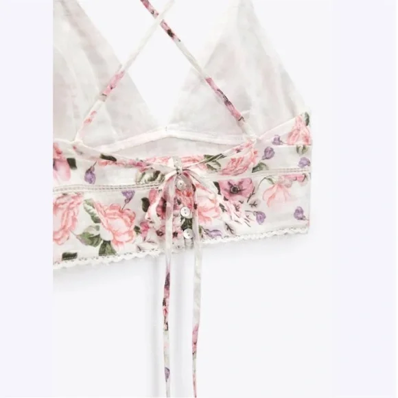 Zara Floral Crop with Tie Back - Picture 4 of 5